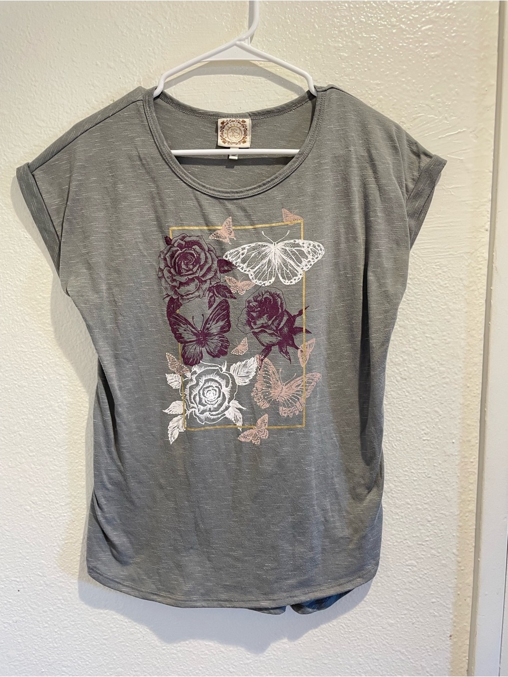 🦋✨ Y2K Aesthetic True Self Rhinestone Ruched Graphic Tee M